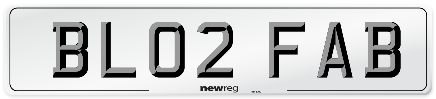 BL02 FAB Number Plate from New Reg
